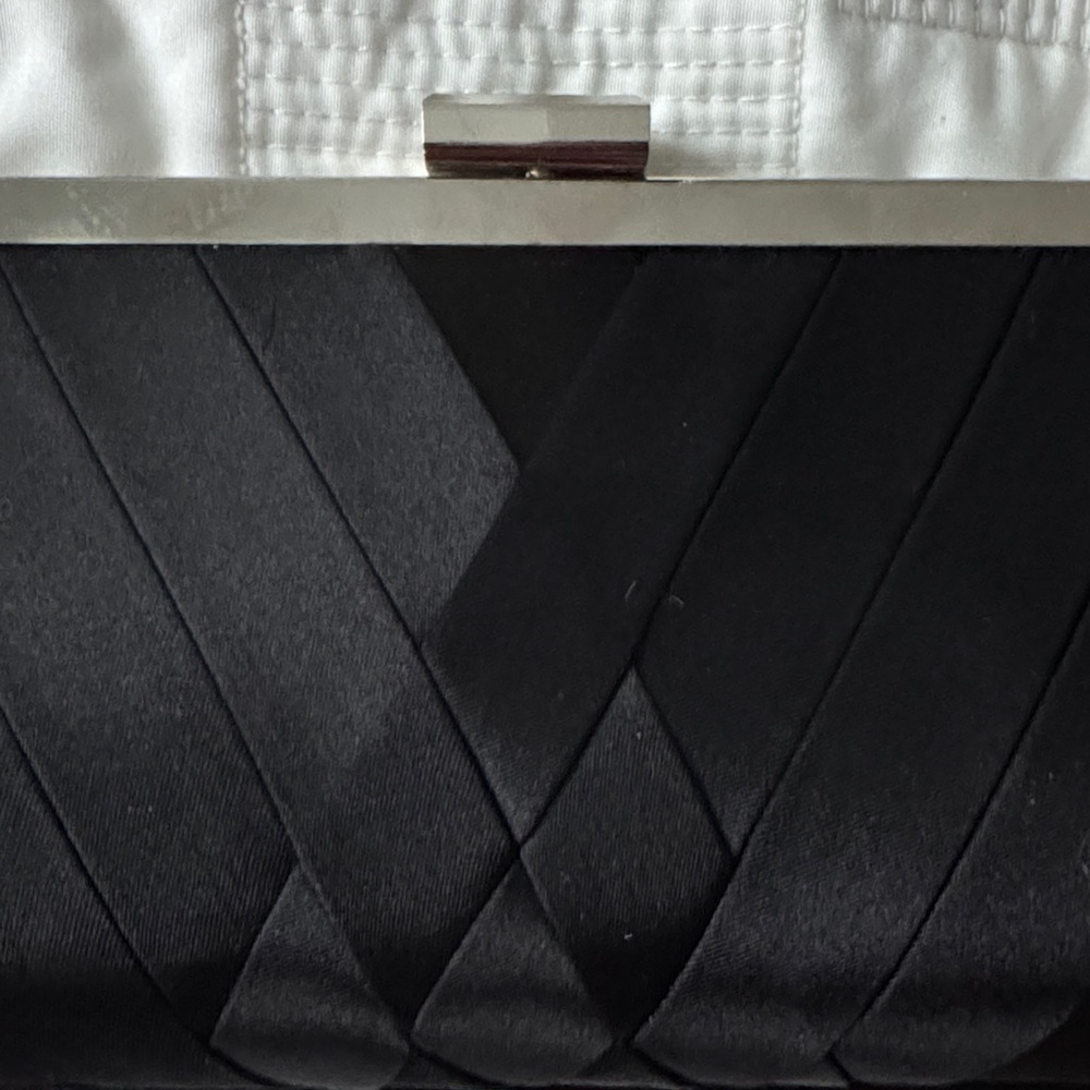 Chic Black Satin Clutch with Chain Strap